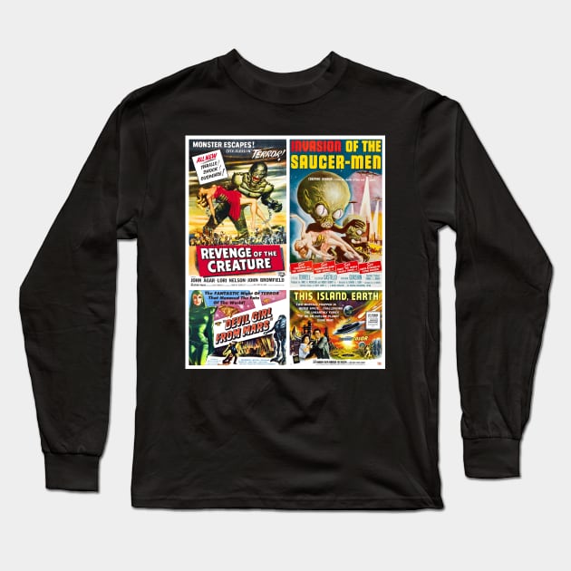 50s Sci-Fi Movie Poster Collection #4 Long Sleeve T-Shirt by headrubble